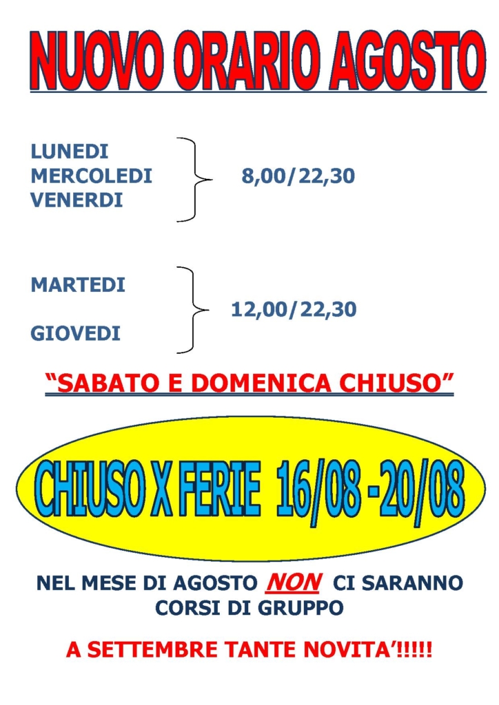orario agosto