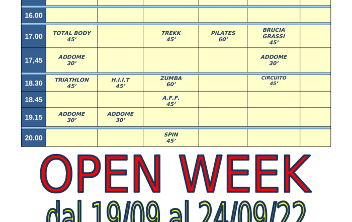 Orario corsi Open Week